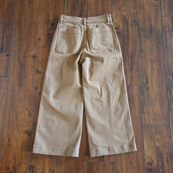 Everlane Wide Leg Crop Pant High Rise Stretch Cotton Women's Ochre Brown Size 2 - Picture 4 of 8